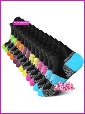 6 Pairs Ankle Compression Socks with Arch Support for Running, Gym & Walking